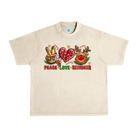 Sandshell Peace Love Reindeer Christmas Urban Heavy Tee - BundleAndBundleShop