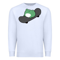 White skateboarding frog Premium Sweatshirt - linhVisuals