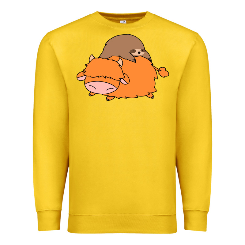 Sloth And Highland Cow Premium Sweatshirt by linhVisuals | Teevron