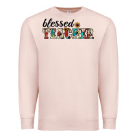 Pale Pink blessed teacher Premium Sweatshirt - JahusDesignShop