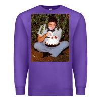 Purple johnny cash eating cake in a bush Premium Sweatshirt - linhVisuals