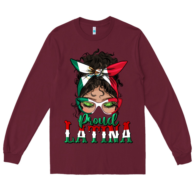 Proud Latina Messy Bun Mama Long Sleeve Tee by BundleAndBundleShop | Teevron