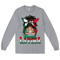 Heather Grey proud latina messy bun mama Long Sleeve Tee - BundleAndBundleShop