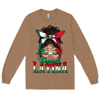 Toasted Coconut proud latina messy bun mama Long Sleeve Tee - BundleAndBundleShop