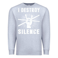 Heather Grey i destroy silence drum set drummer gift Premium Sweatshirt - linhVisuals