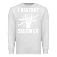 Oatmeal Heather i destroy silence drum set drummer gift Premium Sweatshirt - linhVisuals
