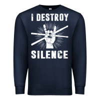 Navy i destroy silence drum set drummer gift Premium Sweatshirt - linhVisuals