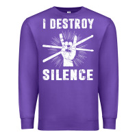 Purple i destroy silence drum set drummer gift Premium Sweatshirt - linhVisuals