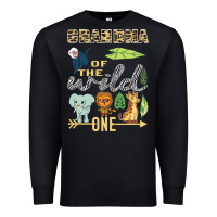 Black grandma of the wild one zoo mother birthday safari jungle long sleeve Premium Sweatshirt - linhVisuals