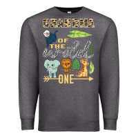 Charcoal Heather grandma of the wild one zoo mother birthday safari jungle long sleeve Premium Sweatshirt - linhVisuals