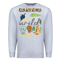 Heather Grey grandma of the wild one zoo mother birthday safari jungle long sleeve Premium Sweatshirt - linhVisuals