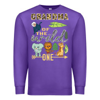 Purple grandma of the wild one zoo mother birthday safari jungle long sleeve Premium Sweatshirt - linhVisuals