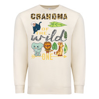 Sandshell grandma of the wild one zoo mother birthday safari jungle long sleeve Premium Sweatshirt - linhVisuals