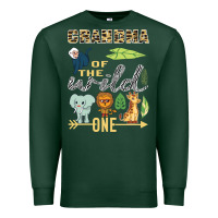 Sports Green grandma of the wild one zoo mother birthday safari jungle long sleeve Premium Sweatshirt - linhVisuals