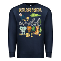 Grandma Of The Wild One Zoo Mother Birthday Safari Jungle Long Sleeve Premium Sweatshirt | Teevron