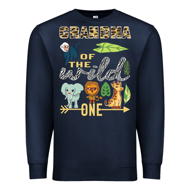 Grandma Of The Wild One Zoo Mother Birthday Safari Jungle Long Sleeve Premium Sweatshirt by linhVisuals | Teevron