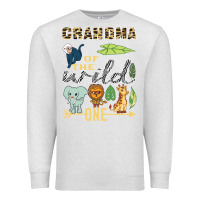Oatmeal Heather grandma of the wild one zoo mother birthday safari jungle long sleeve Premium Sweatshirt - linhVisuals