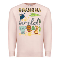 Pale Pink grandma of the wild one zoo mother birthday safari jungle long sleeve Premium Sweatshirt - linhVisuals