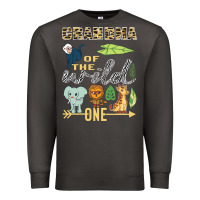 Smoke grandma of the wild one zoo mother birthday safari jungle long sleeve Premium Sweatshirt - linhVisuals
