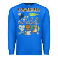 True Royal grandma of the wild one zoo mother birthday safari jungle long sleeve Premium Sweatshirt - linhVisuals