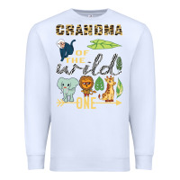 White grandma of the wild one zoo mother birthday safari jungle long sleeve Premium Sweatshirt - linhVisuals