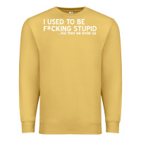 Antique Gold i used to be f cking stupid Premium Sweatshirt - linhVisuals