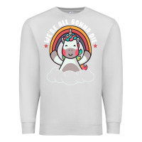 Dove Grey we're all gonna die funny cute unicorn Premium Sweatshirt - linhVisuals