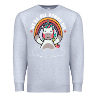 Heather Grey we're all gonna die funny cute unicorn Premium Sweatshirt - linhVisuals