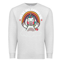 Oatmeal Heather we're all gonna die funny cute unicorn Premium Sweatshirt - linhVisuals