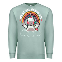 Seafoam we're all gonna die funny cute unicorn Premium Sweatshirt - linhVisuals