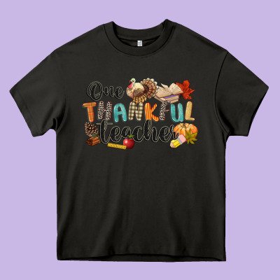 One Thankful Teacher Heavy Core Tee Designed By Cowgirlartshop