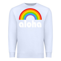 White Aloha Rainbow Hawaii 808 Island Hawaiian Premium Sweatshirt - linhVisuals