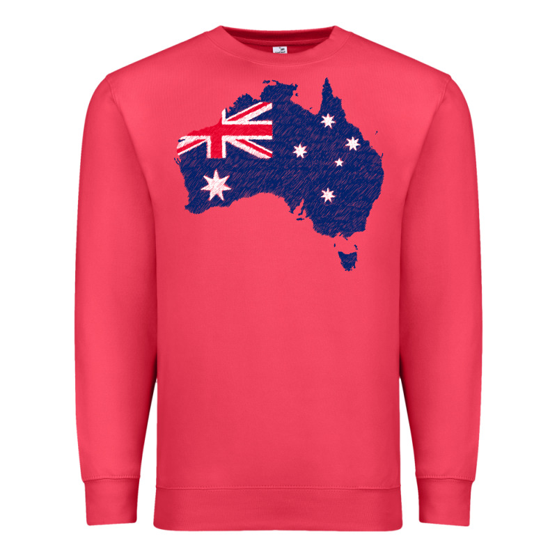 Australia Map Flag Drawing Line Art Premium Sweatshirt by linhVisuals | Teevron