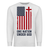 Oatmeal Heather american flag one nation under god Premium Sweatshirt - linhVisuals