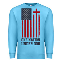 Ocean Blue american flag one nation under god Premium Sweatshirt - linhVisuals