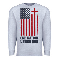 Heather Grey american flag one nation under god Premium Sweatshirt - linhVisuals