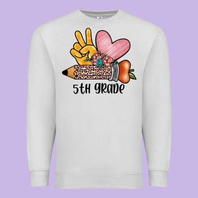 Peace Love 5th Grade Premium Sweatshirt Designed By Jahusdesignshop