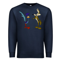 Navy coyote and the road runner Premium Sweatshirt - linhVisuals