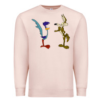 Pale Pink coyote and the road runner Premium Sweatshirt - linhVisuals