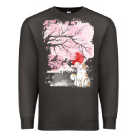 Smoke japan t  shirt sakura cat t  shirt Premium Sweatshirt - linhVisuals