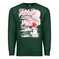 Sports Green japan t  shirt sakura cat t  shirt Premium Sweatshirt - linhVisuals