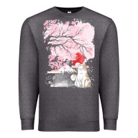 Charcoal Heather japan t  shirt sakura cat t  shirt Premium Sweatshirt - linhVisuals