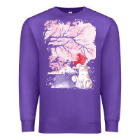 Purple japan t  shirt sakura cat t  shirt Premium Sweatshirt - linhVisuals