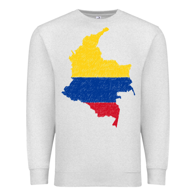 Colombia Flag Map Drawing Line Art Premium Sweatshirt by linhVisuals | Teevron
