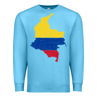 Ocean Blue colombia Flag Map Drawing Line Art Premium Sweatshirt - linhVisuals