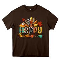 Chocolate Brown happy thanksgiving Heavy Core Tee - CowGirlArtShop