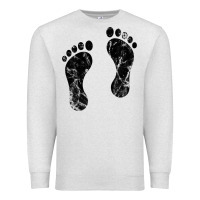 Oatmeal Heather 70's footprints   footprint Premium Sweatshirt - linhVisuals