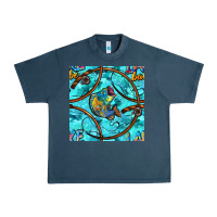 Midnight Navy Lake Babe And Fish With Camouflage Seamless Pattern Urban Heavy Tee - BundleAndBundleShop