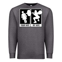 Charcoal Heather your wife my wife weightlifting Premium Sweatshirt - linhVisuals