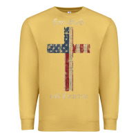 Antique Gold for god and country cross american flag faith us patriotic tank top Premium Sweatshirt - linhVisuals